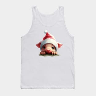 Christmas Peeking Baby Pig Tank Top